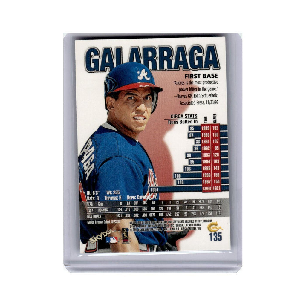 Andres Galarraga 1998 Circa Thunder #135 Atlanta Braves Baseball Card NM