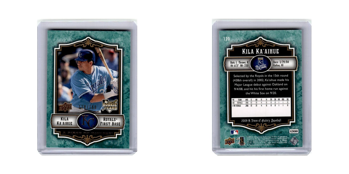 Kila Ka'aihue #/150 2009 Upper Deck A Piece of History Green #120 Royals NM