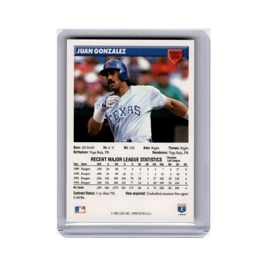 Juan Gonzalez 1993 Donruss #555 Texas Rangers Baseball Card NM