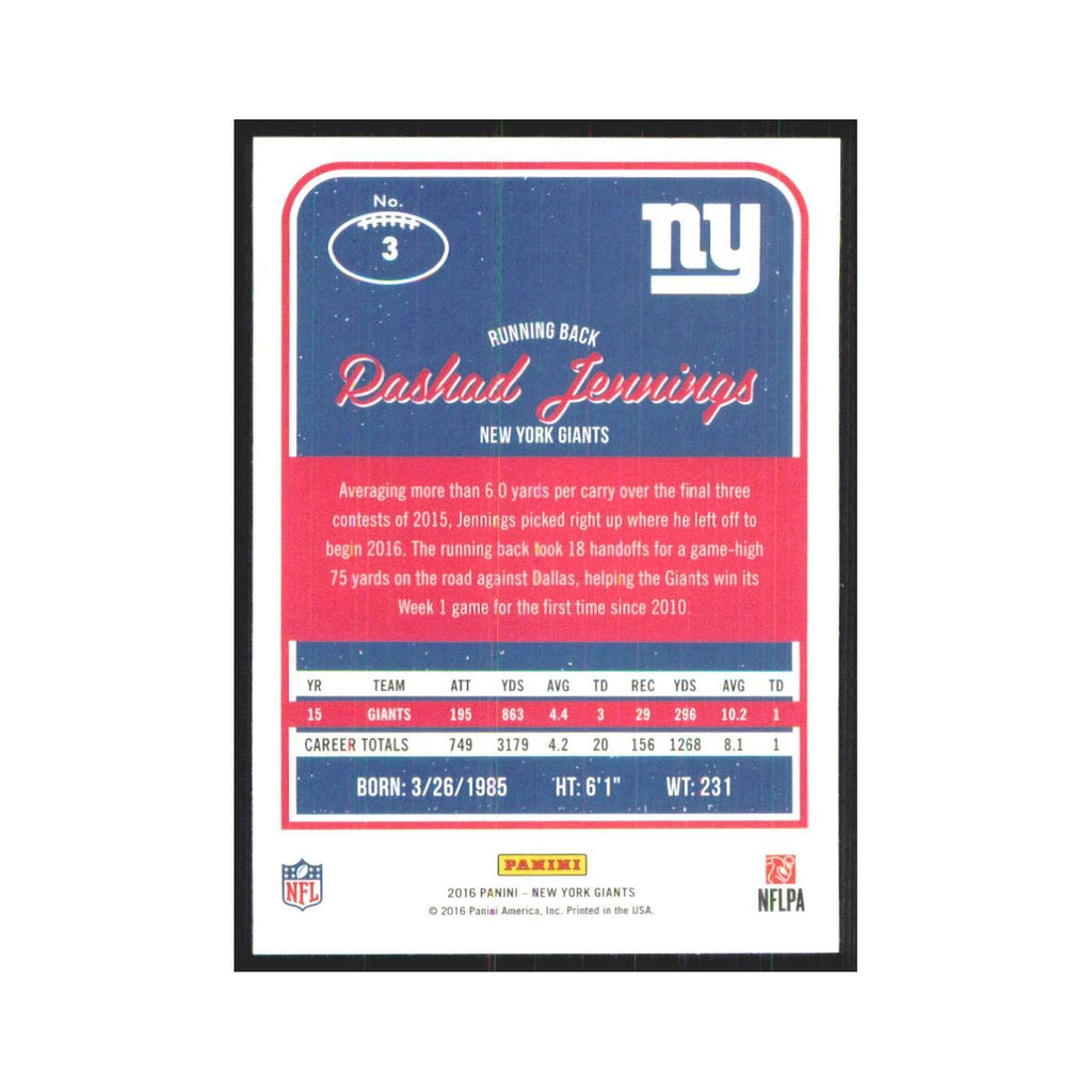 2016 Donruss Rashad Jennings Giants #3