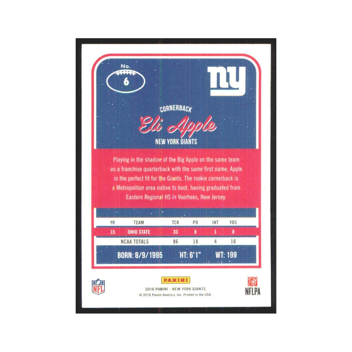 2016 Donruss Eli Apple Giants #6