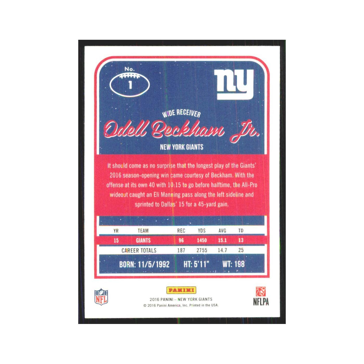 2016 Donruss Odell Beckham Jr. Giants #1
