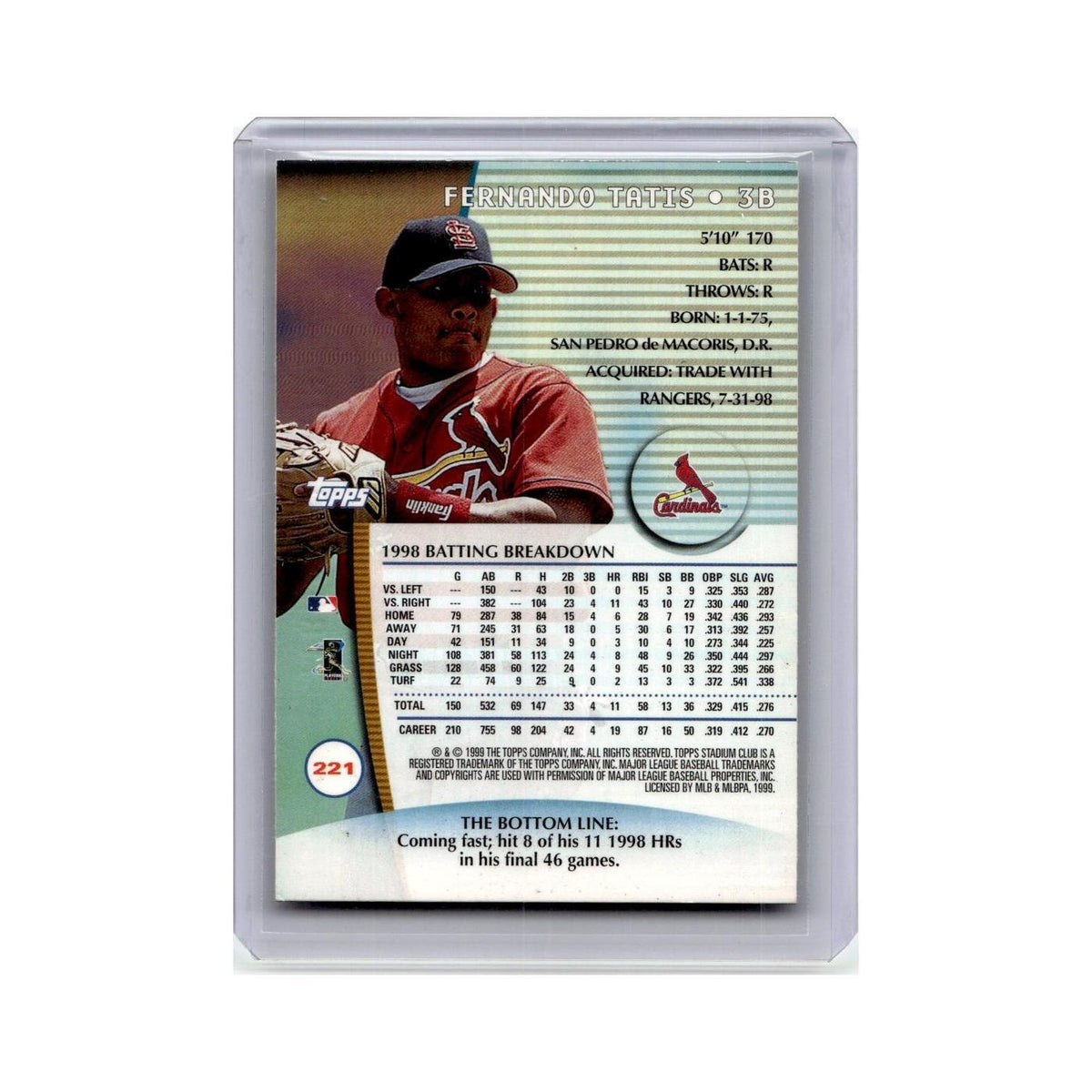 Fernando Tatis 1999 Stadium Club #221 St. Louis Cardinals Baseball Card NM