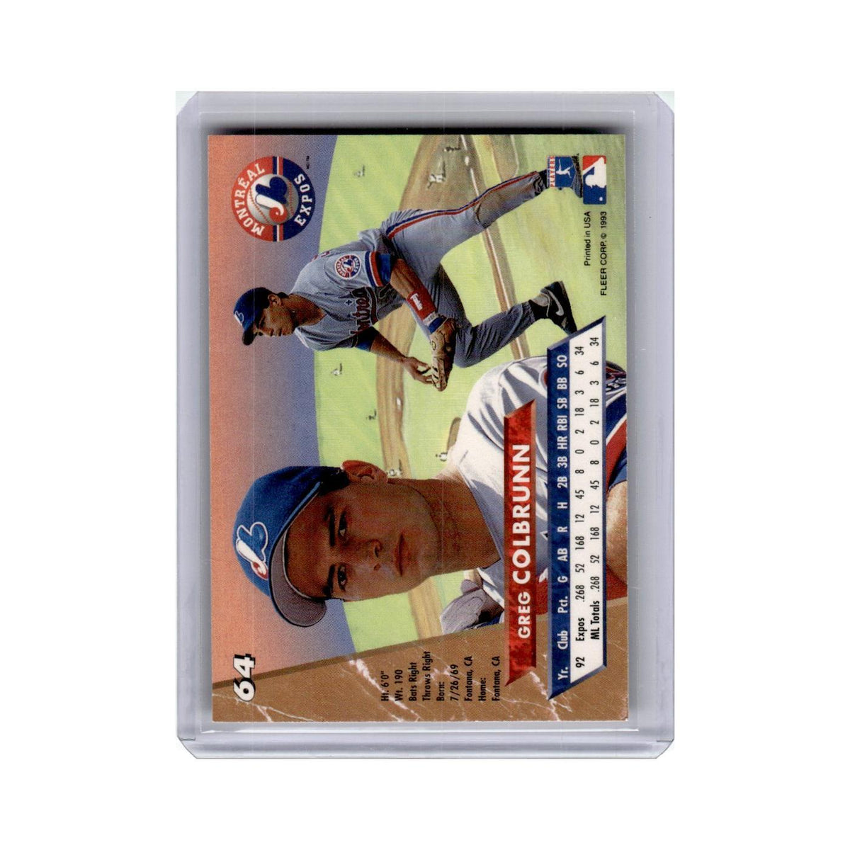 Greg Colbrunn Rookie 1993 Fleer Ultra #64 Montreal Expos Baseball Card NM