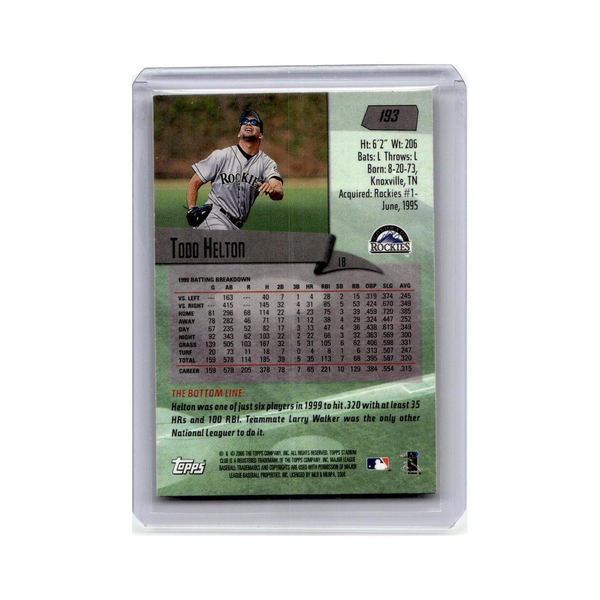 Todd Helton 2000 Stadium Club #193 Colorado Rockies Baseball Card NM
