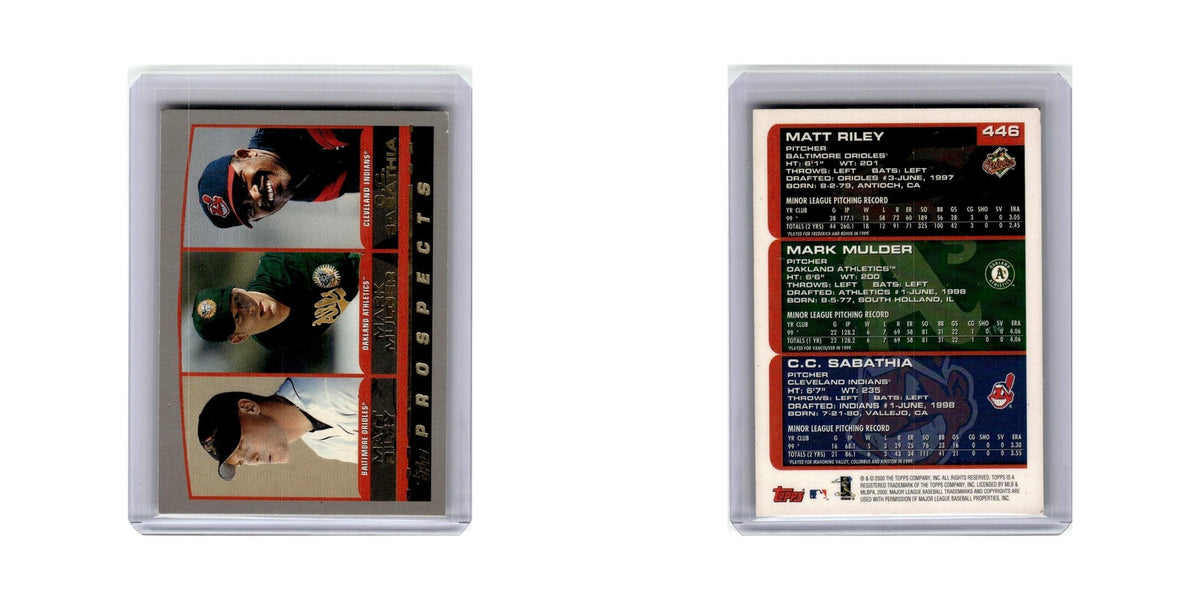 Matt Riley Mark Mulder   C.C. Sabathia 2000 Topps #446 Baseball Card NM