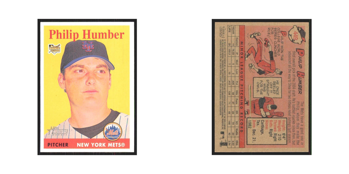 Philip Humber Rookie 2007 Topps Heritage #449 New York Mets Baseball Card NM