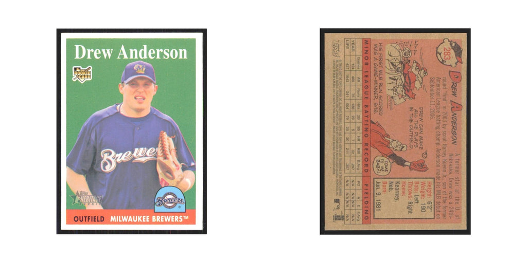 Drew Anderson Rookie 2007 Topps Heritage #283 Milwaukee Brewers Baseball Card NM