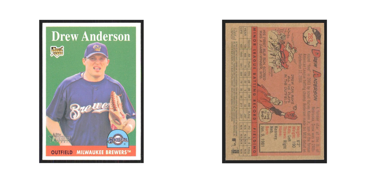Drew Anderson Rookie 2007 Topps Heritage #283 Milwaukee Brewers Baseball Card NM