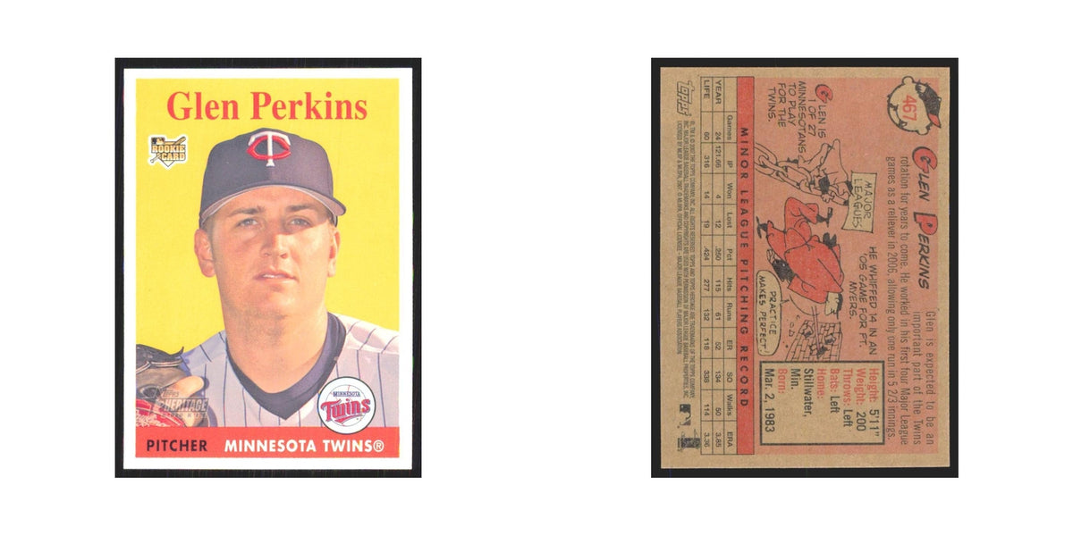 Glen Perkins Rookie 2007 Topps Heritage #467 Minnesota Twins Baseball Card NM