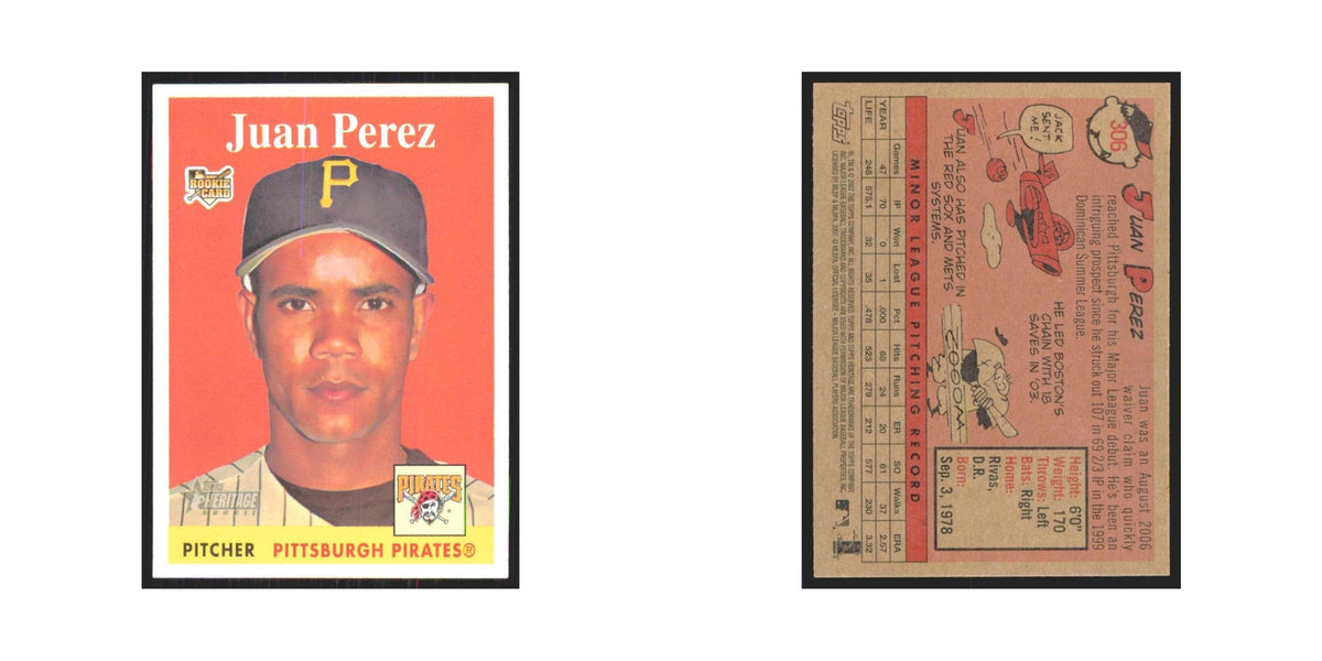 Juan Perez Rookie 2007 Topps Heritage #306 Pittsburgh Pirates Baseball Card NM