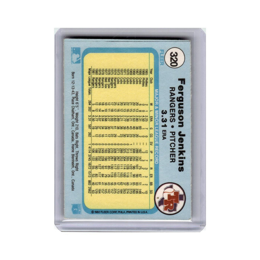 Ferguson Jenkins 1982 Fleer #320 Texas Rangers Baseball Card NM