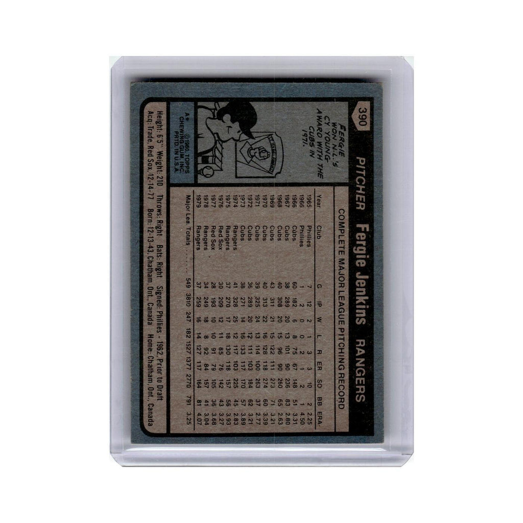Ferguson Jenkins 1980 Topps #390 Texas Rangers Baseball Card NM