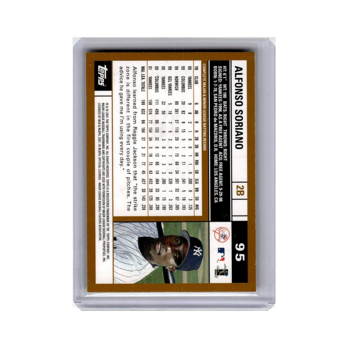 Alfonso Soriano 2002 Topps #95 New York Yankees Baseball Card NM
