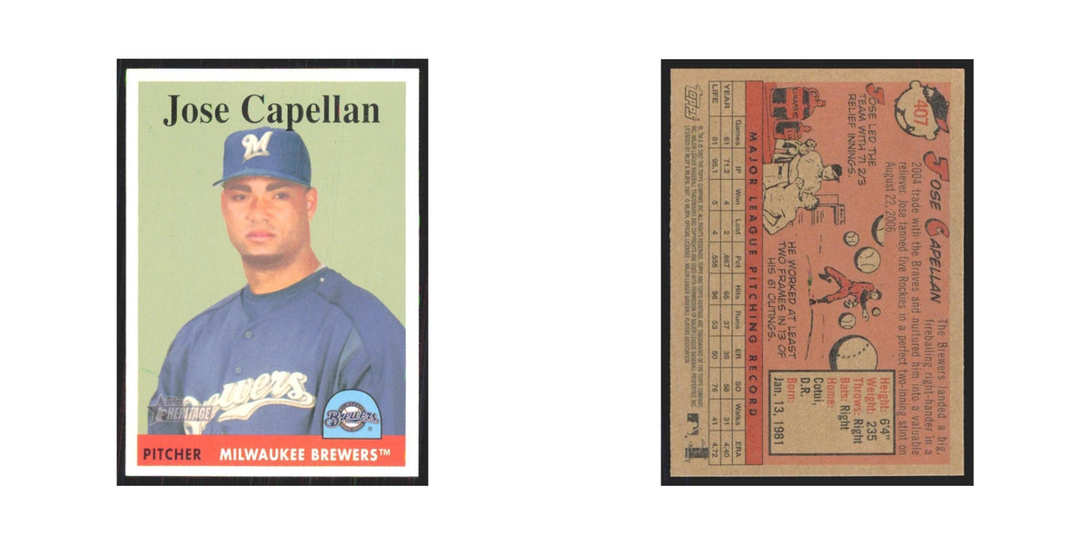 Jose Capellan 2007 Topps Heritage #407 Milwaukee Brewers Baseball Card NM