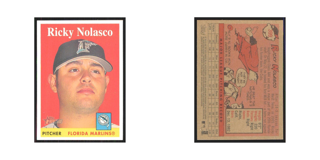 Ricky Nolasco 2007 Topps Heritage #399 Florida Marlins Baseball Card NM