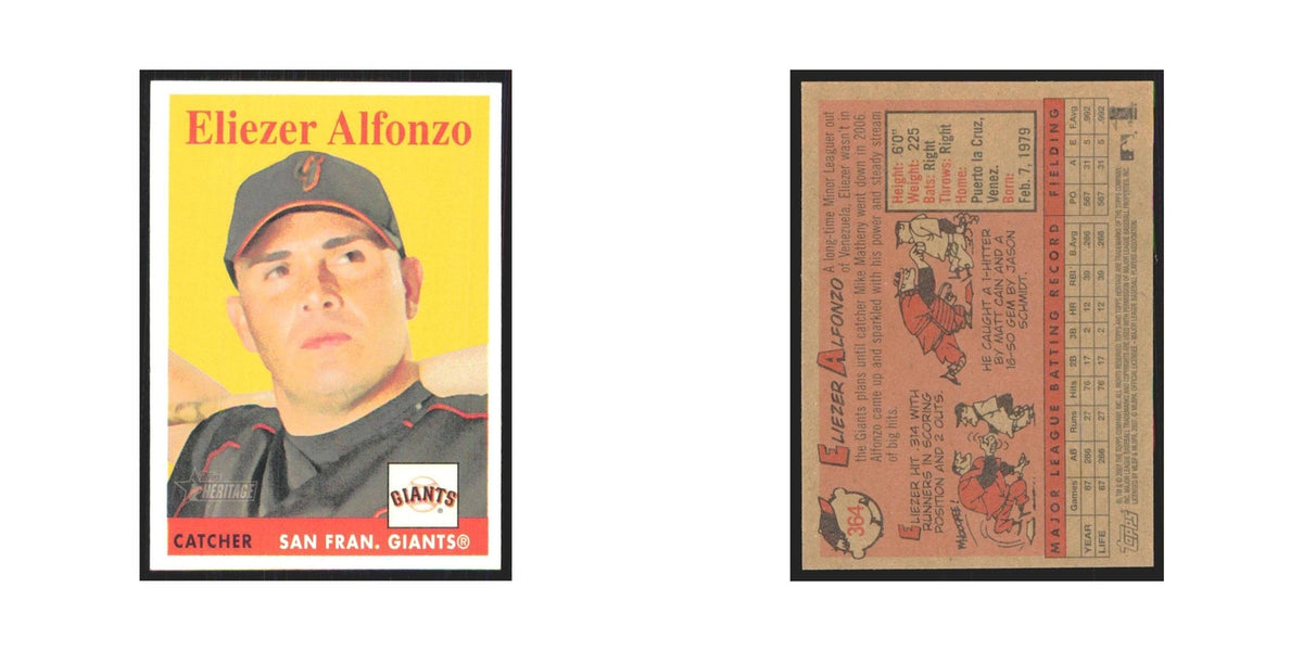 Eliezer Alfonzo 2007 Topps Heritage #364 San Francisco Giants Baseball Card NM