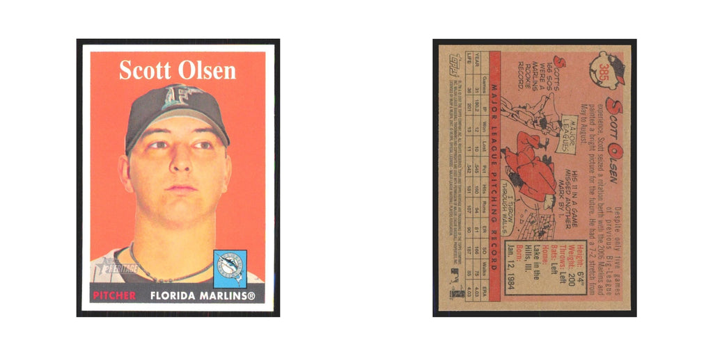 Scott Olsen 2007 Topps Heritage #385 Florida Marlins Baseball Card NM