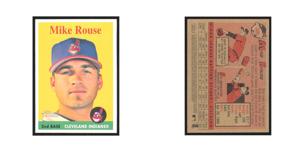 Mike Rouse 2007 Topps Heritage #388 Cleveland Indians Baseball Card NM