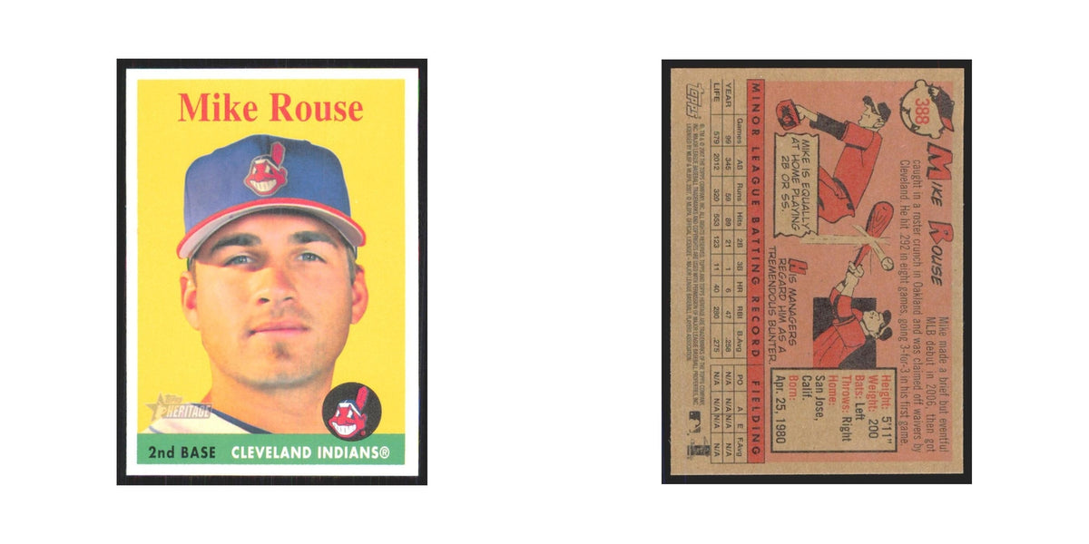Mike Rouse 2007 Topps Heritage #388 Cleveland Indians Baseball Card NM