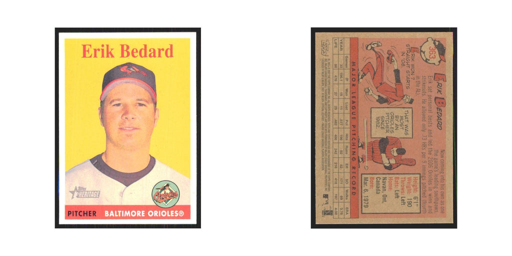 Erik Bedard 2007 Topps Heritage #363 Baltimore Orioles Baseball Card NM