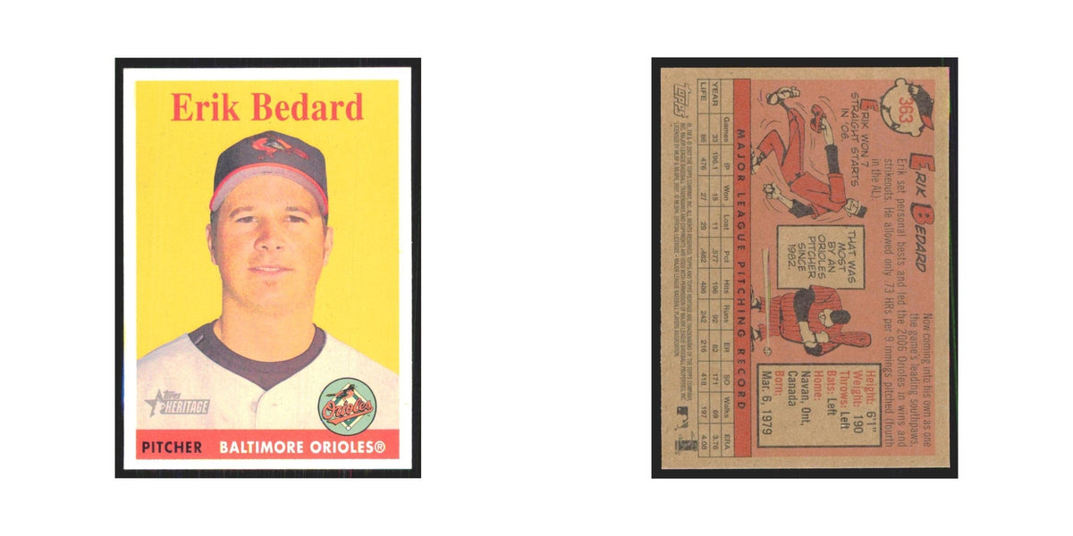 Erik Bedard 2007 Topps Heritage #363 Baltimore Orioles Baseball Card NM