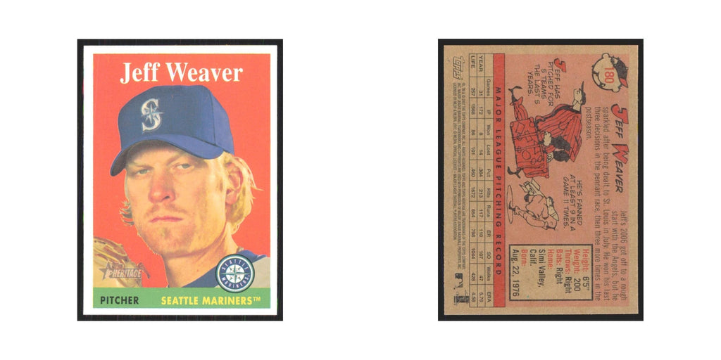Jeff Weaver 2007 Topps Heritage #180 Seattle Mariners Baseball Card NM