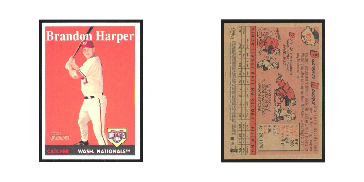 Brandon Harper 2007 Topps Heritage #403 Washington Nationals Baseball Card NM