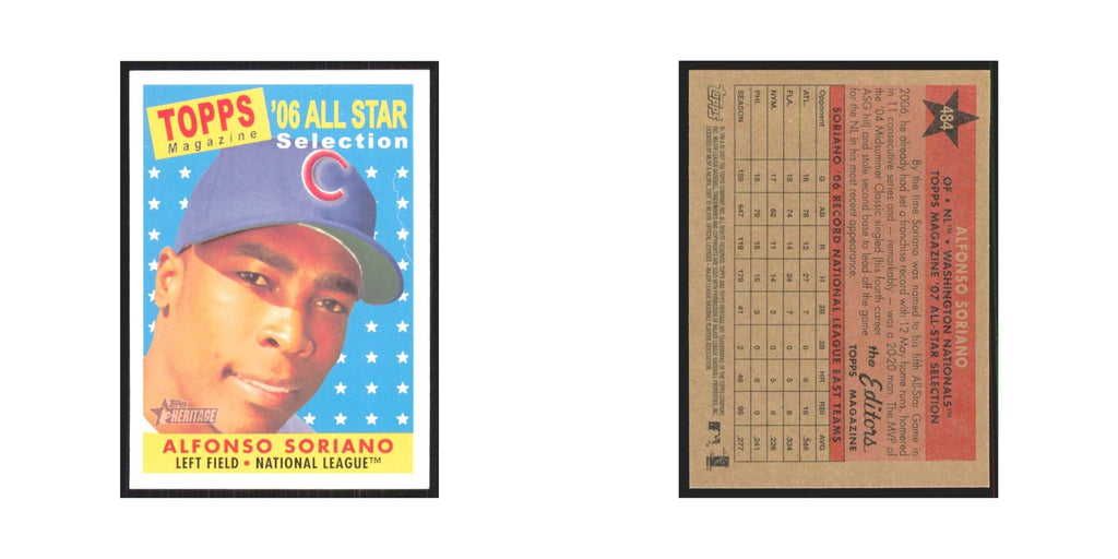 Alfonso Soriano 2007 Topps Heritage #484 Chicago Cubs Baseball Card NM