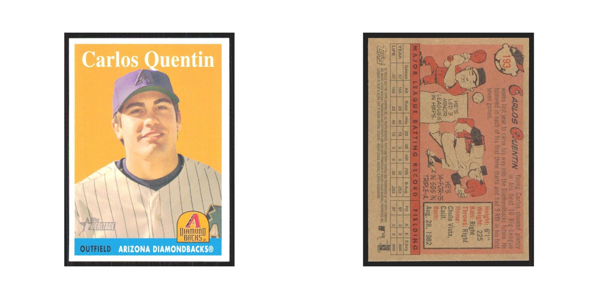Carlos Quentin 2007 Topps Heritage #193 Arizona Diamondbacks Baseball Card NM