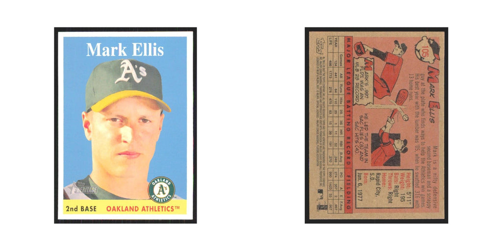 Mark Ellis 2007 Topps Heritage #105 Oakland Athletics Baseball Card NM