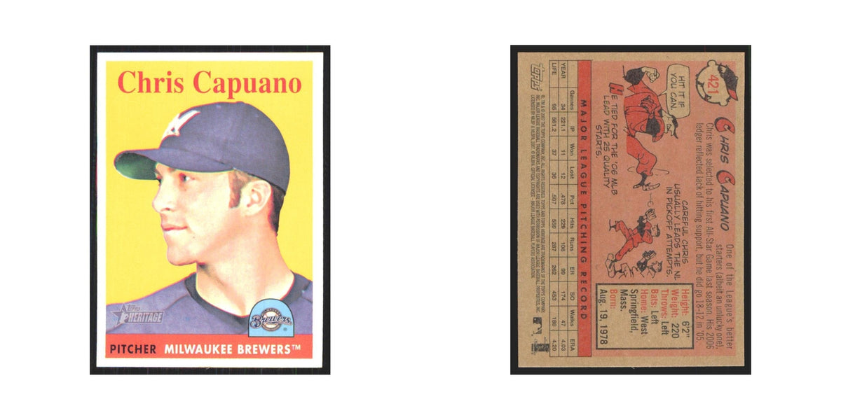 Chris Capuano 2007 Topps Heritage #421 Milwaukee Brewers Baseball Card NM