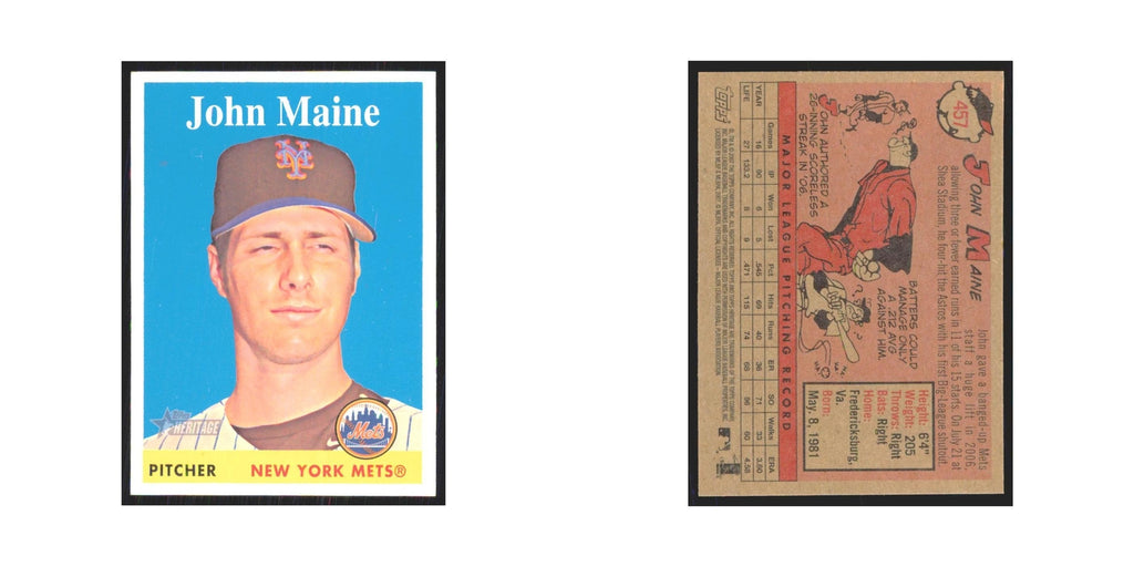 John Maine 2007 Topps Heritage #457 New York Mets Baseball Card NM