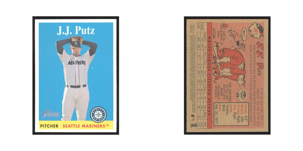 J.J. Putz 2007 Topps Heritage #381 Seattle Mariners Baseball Card NM