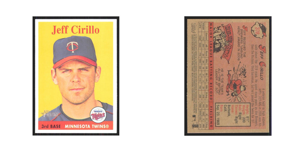 Jeff Cirillo 2007 Topps Heritage #378 Minnesota Twins Baseball Card NM