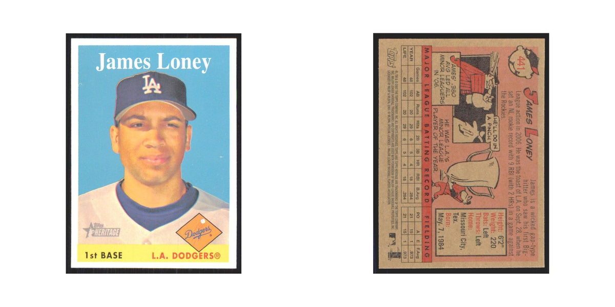 James Loney 2007 Topps Heritage #441 Los Angeles Dodgers Baseball Card NM