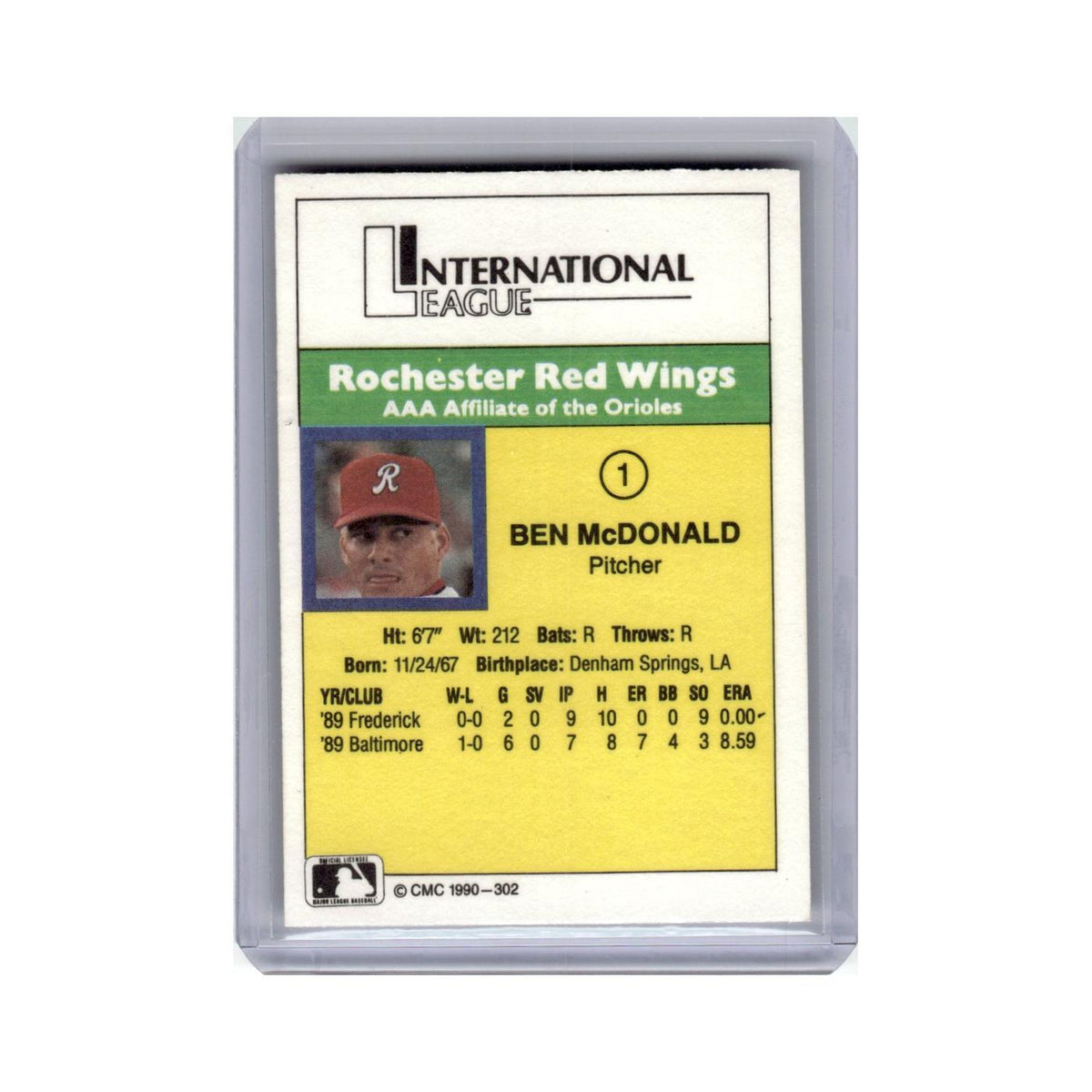 Ben McDonald 1990 CMC #1 Rochester Red Wings Baseball Card NM