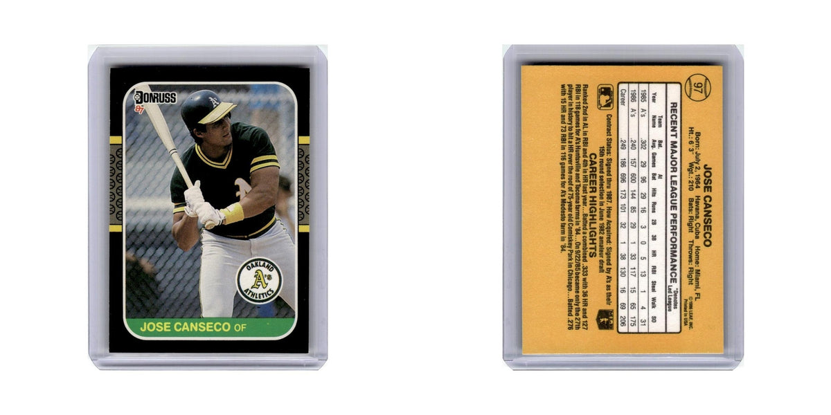 Jose Canseco 1987 Donruss #97 Oakland Athletics Baseball Card NM