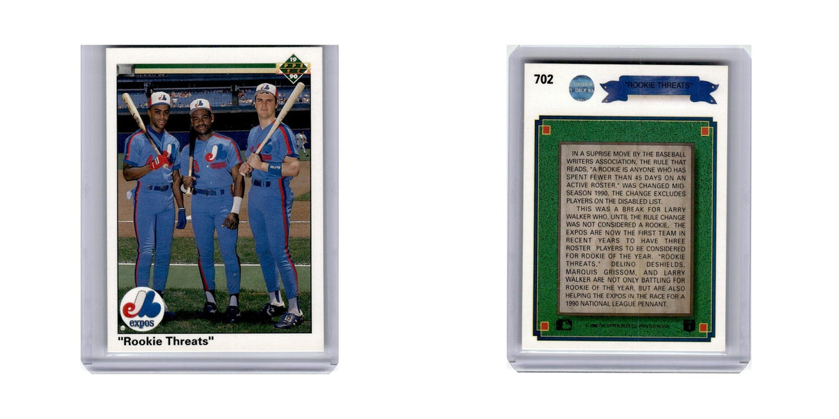 Larry Walker Marquis Grissom Delino DeShields Rookie 1990 Upper Deck #702 NM