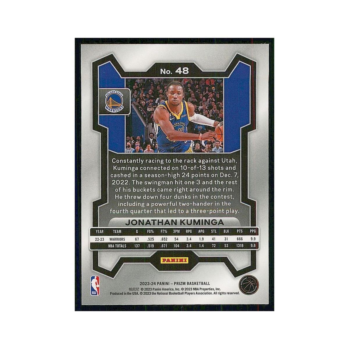 2023 Panini Prizm Jonathan Kuminga Golden State Warriors #48