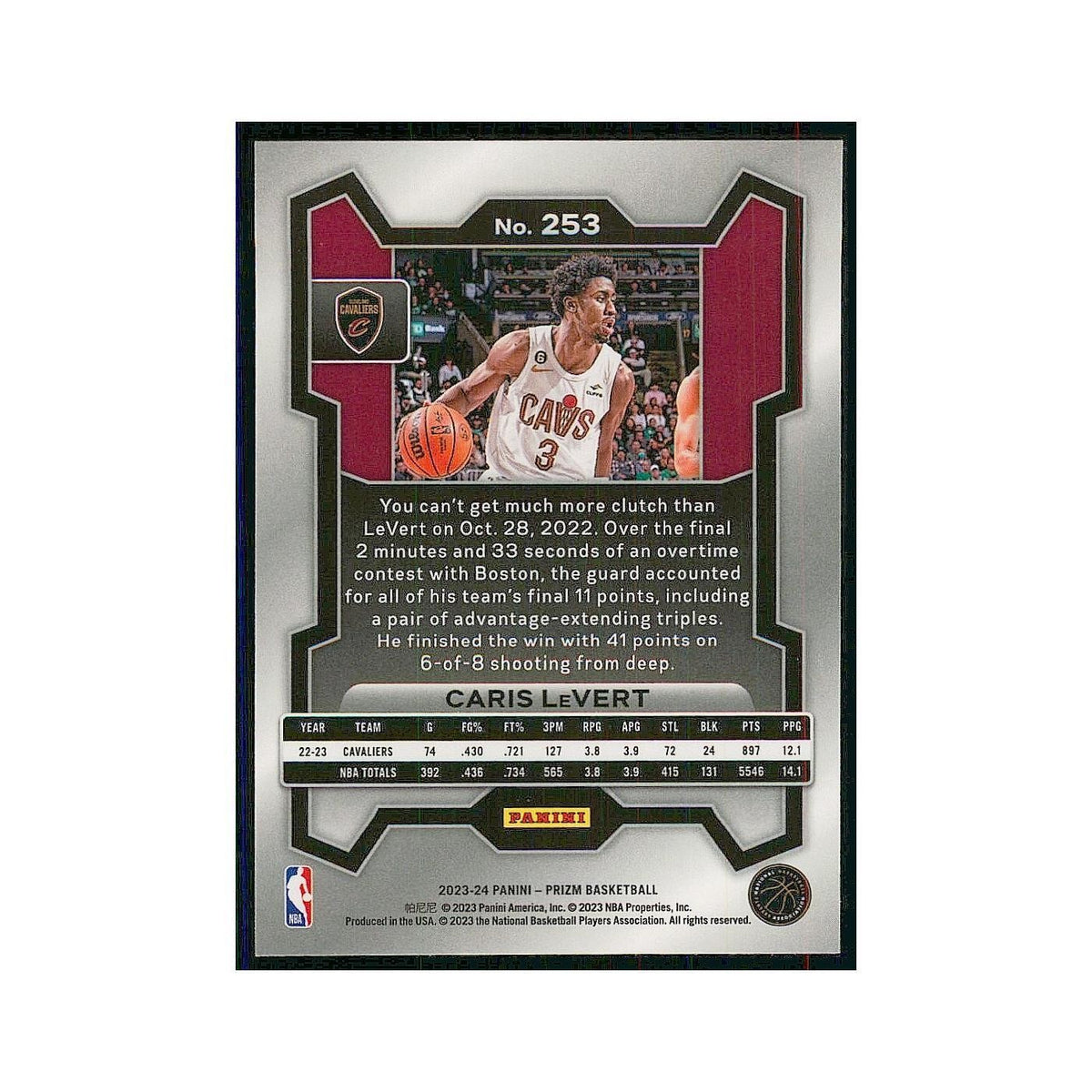 2023 Panini Prizm Caris LeVert Cavaliers #253
