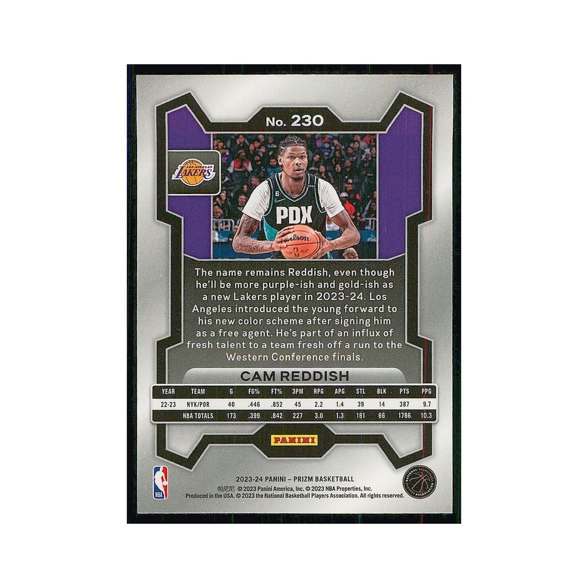 2023 Panini Prizm Cam Reddish Lakers #230