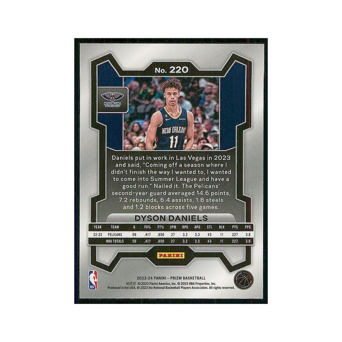 2023 Panini Prizm Dyson Daniels Pelicans #220