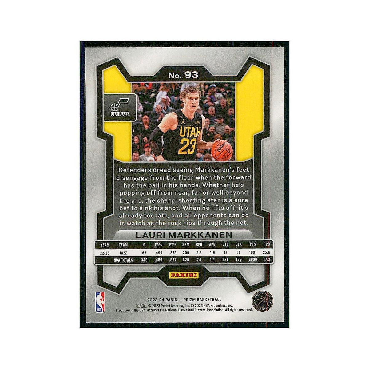 2023 Panini Prizm Lauri Markkanen Jazz #93