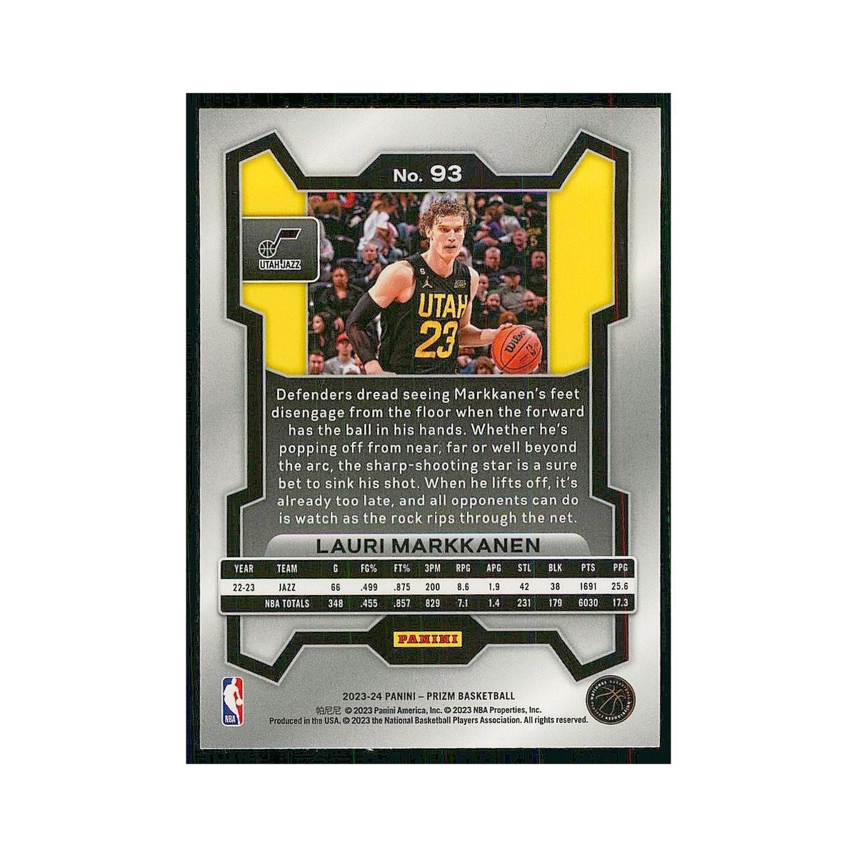 2023 Panini Prizm Lauri Markkanen Jazz #93