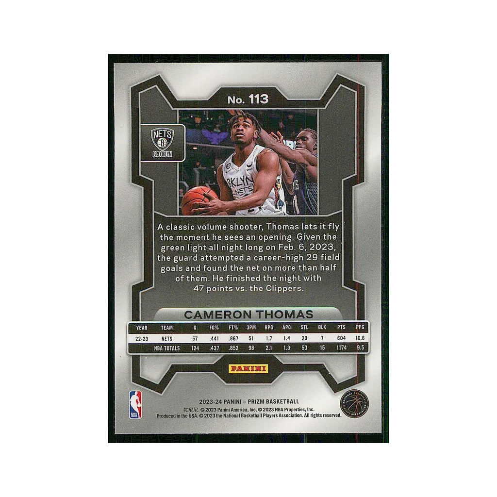 2023 Panini Prizm Cameron Thomas Nets #113