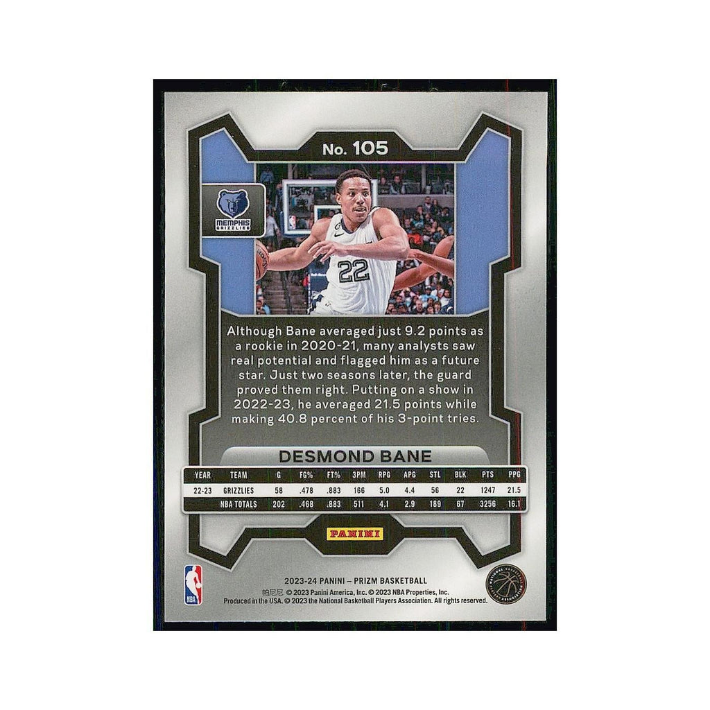 2023 Panini Prizm Desmond Bane Grizzlies #105