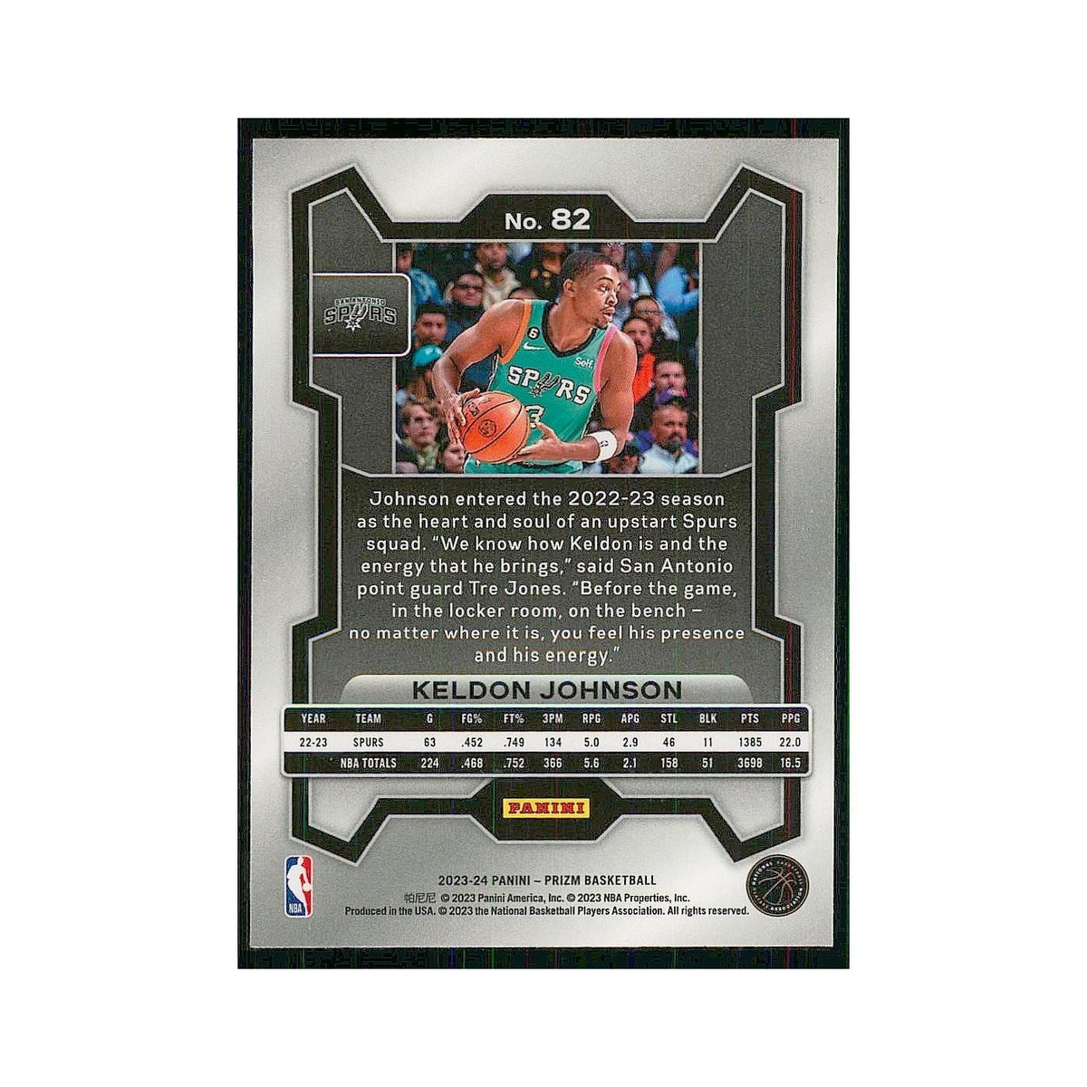 2023 Panini Prizm Keldon Johnson Spurs #82