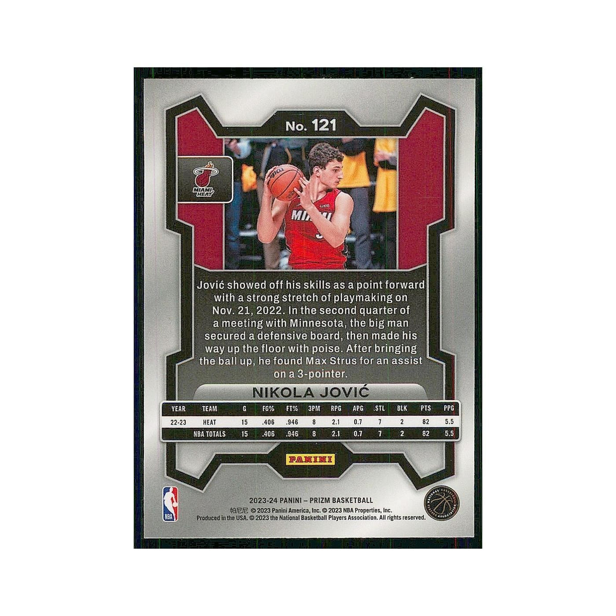 2023 Panini Prizm Nikola Jovic Heat #121