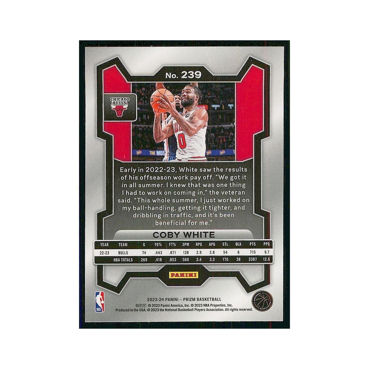 2023 Panini Prizm Coby White Bulls #239